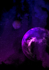 Obraz premium Purple planet in the space