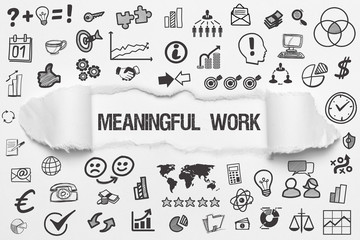 Meaningful Work / weißes Papier mit Symbole