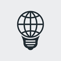 Logotipo bombilla con mundo en fondo gris © teracreonte
