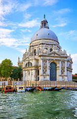Cathedral of Santa Maria della Salute in Venice old town, Italy.
