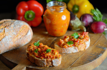 Homemade vegetable salad and bread