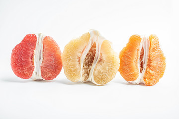 White pomelo red grapefruit and golden grapefruit / three-color grapefruit variety