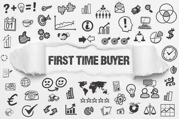 First Time Buyer / weißes Papier mit Symbole
