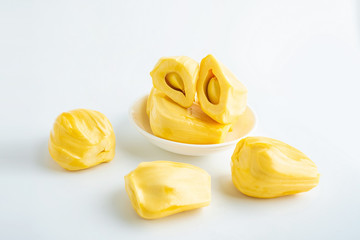 Jackfruit flesh on white background