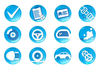 Set d'ic&ocirc;nes de contr&ocirc;le technique automobile