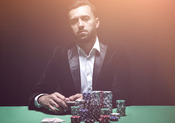 Portrait of a professional poker player