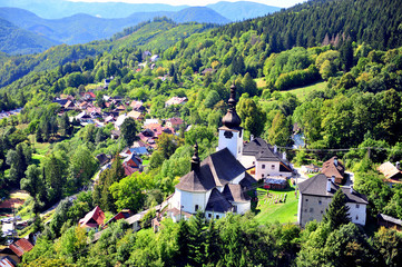 Top view of Spania dolina village - obrazy, fototapety, plakaty