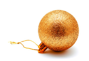 Christmas decoration golden gold yellow ball  isolated on a white