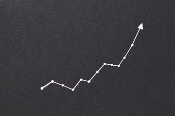exponential diagram. trend success increase and financial forecast concept. arrow pointing upward...