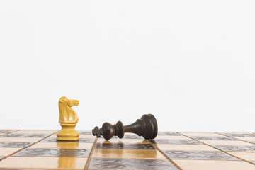 Scacchi fotografati su una scacchiera