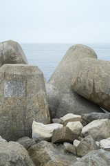 sea bar with protections in stone