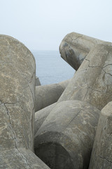 sea bar with protections in stone