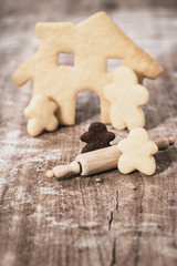 Symbolik aus Plätzchen oder Kekse, Familie und Planung für die Zukunft