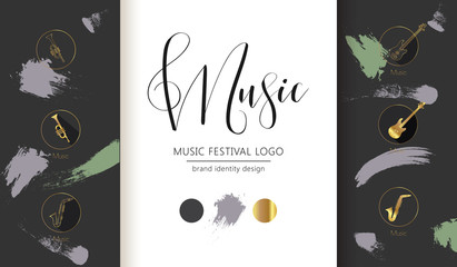 Music magazine layout flyer invitation design. Art poster can be used as book cover. Vector decorative greeting card