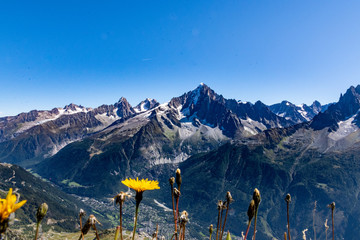 View of Aiguille Verte (4122m) as seen from Le Brevent (2500m), located near Chamonix-Mont-Blanc,...