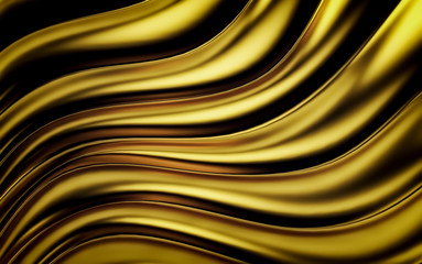 Fototapeta premium Złoty pasek fale futurystyczne tło. Renderowania 3d