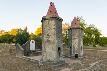 Chinese Burning Towers in Beechworth Cemetery in northern Victoria.