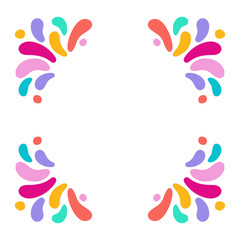 Vector holiday square frame with ornament of multicolor drops. For carnival design, festivals, themes of love, children