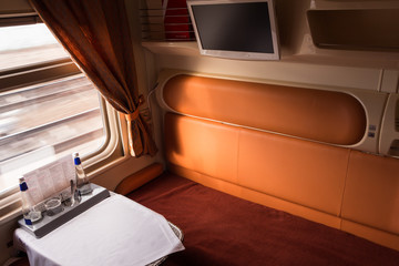 Railroad modern train interior, business class