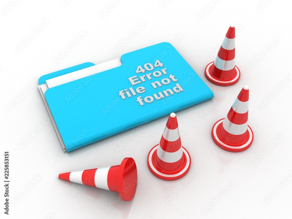 Poster 3d rendering folder icon with traffic cones