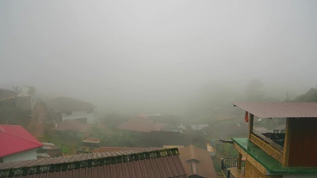 Time lapse Phahee village with clouds moving and blue sky in Chiang Rai province, Thailand.