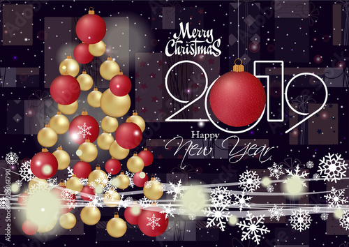 happy new year 2019 and merry christmas card for your design \