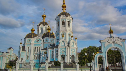 Orthodox temple of saint Alexander in city Kharkiv Ukraine timelapse hyperlapse.