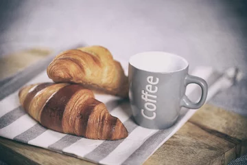 Poster Im Rahmen Frühstück, Kaffee, Croissant © guy