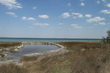 Incredibly beautiful colors of the Black Sea in combination with the shores of the Crimean peninsula