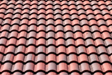 closeup of red roof texture