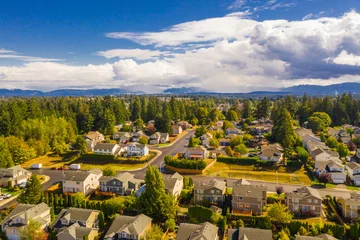 Rolgordijnen Aerial drone photo Seattle Washington residential neighborhoods © Felix Mizioznikov