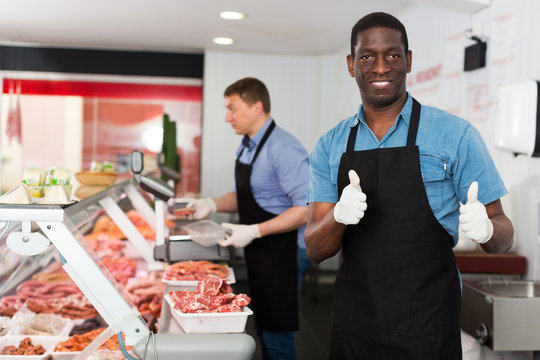 satisfied African American male professional butche