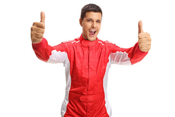 Happy male racer showing thumbs up © Ljupco Smokovski
