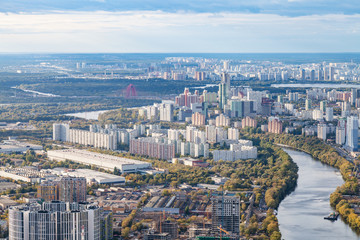 aerial view of northwest of Moscow city © vvoe