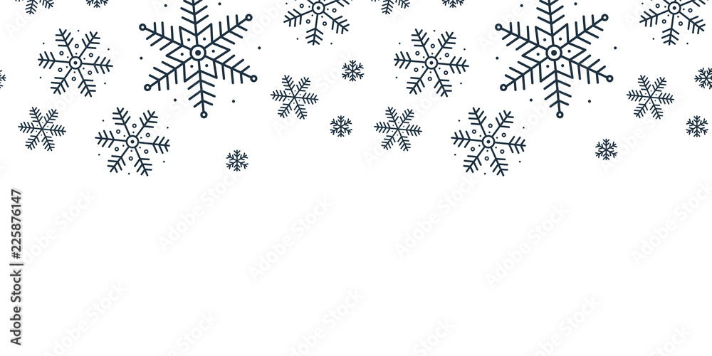 Wall mural Christmas banner with snowflakes on a white background. Vector illustration