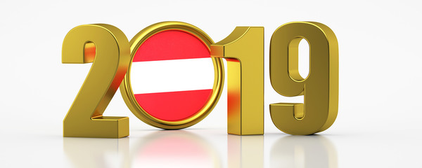 New Year 2019 and Austria Flag
