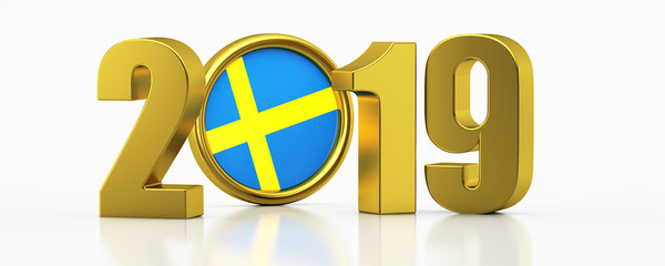 New Year 2019 and Sweden Flag