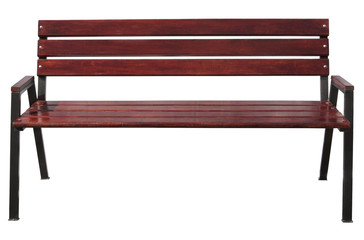 Red wooden bench.