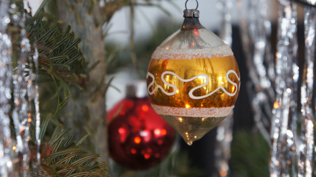 sch&ouml;ne alte Christbaumkugel aus Lauscha, Th&uuml;ringen, Handarbeit