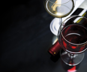 Glass of red and white wine