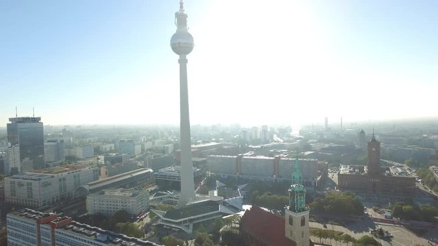 Drone Aerial Berlin Fernsehturm Alexanderplatz