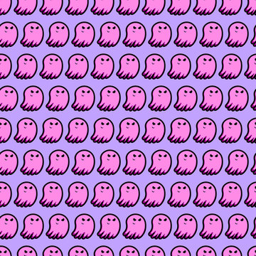 Abstract seamless halloween pattern for girls or boys. Creative vector pattern with ghost, cloud boo. Funny ghost wallpaper for textile and fabric. Fashion halloween style. Colorful ghost picture