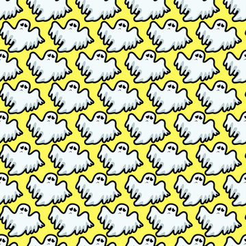 Abstract seamless halloween pattern for girls or boys. Creative vector pattern with ghost, cloud boo. Funny ghost wallpaper for textile and fabric. Fashion halloween style. Colorful ghost picture