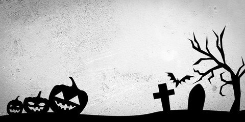 Naklejka premium silhouette halloween on retro white and gray background concept (isolated)