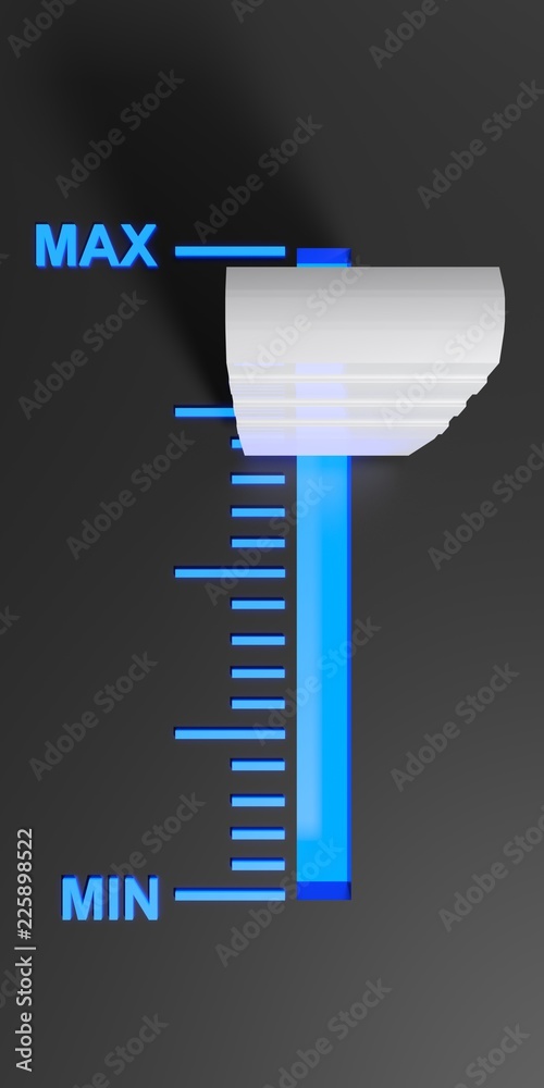 Poster level selector on a black control panel - 3d rendering