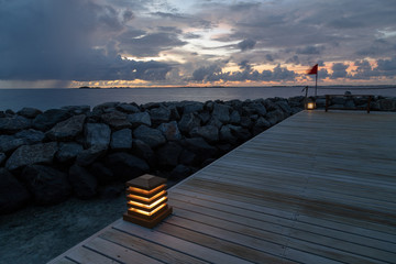 Wodden pier on sunset I