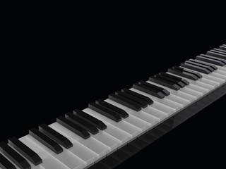 Piano keyboard 3D rendering