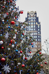 detail of christmas tree in bryant park