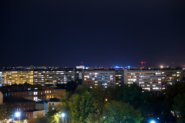Night city of Wroclaw, High-rise buildings, apartment buildings