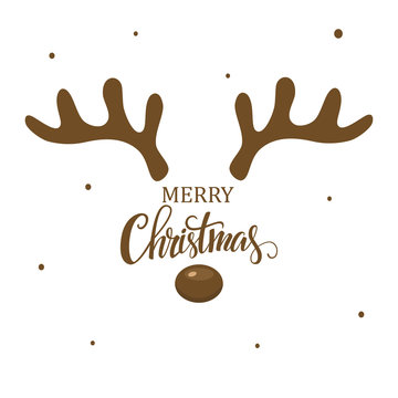 Antler christmas card template design on white background